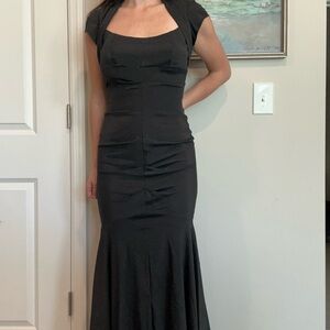 Betsy & Adam Mermaid Black Gown Maxi Dress
